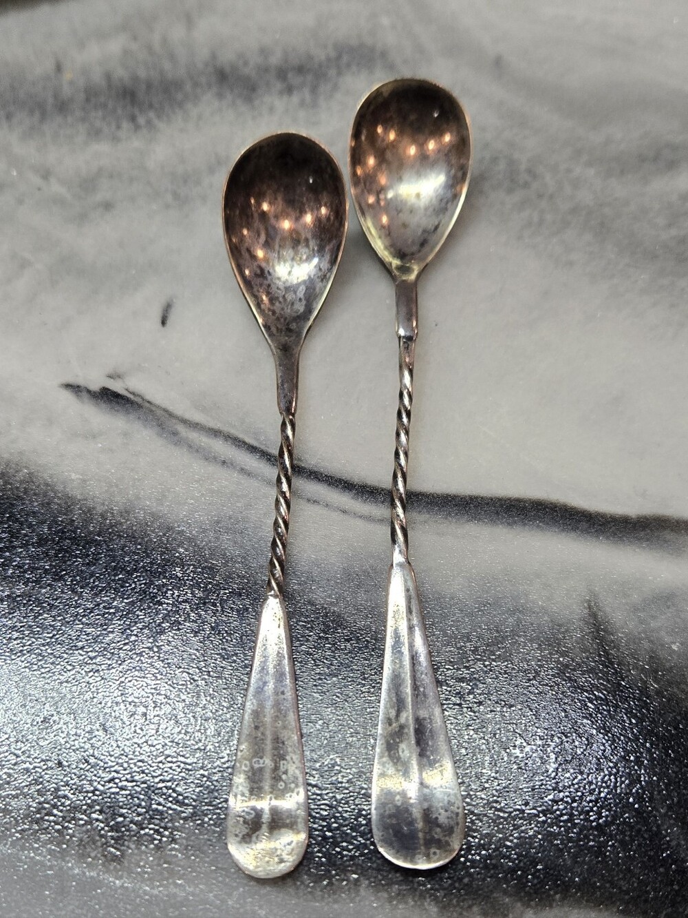 Antique Aldrich Mfg Co Buffalo NY Twisted Stem Soda Fountain Bar Spoons Pair